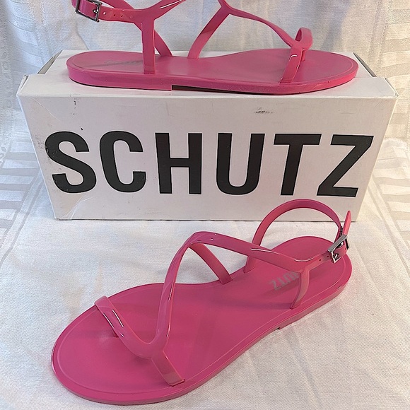 SCHUTZ Hot Pink Jelly Sandals with Silver Tone hardware NEW WITH TAGS SZ 7 - Picture 9 of 14